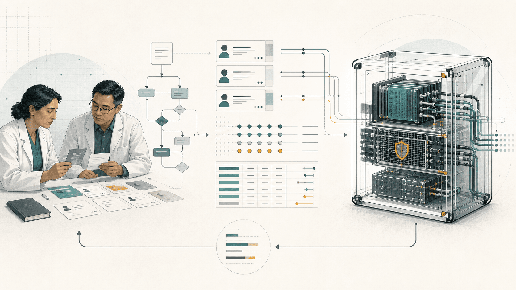 Clinicians turning specialist decisions into structured data and evaluation